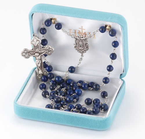 Genuine Lapis Sterling Silver Rosary