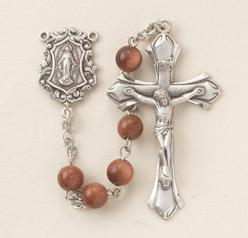 Round Genuine Gold Sand Rosary