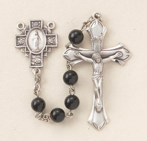 Round Genuine Onyx Rosary