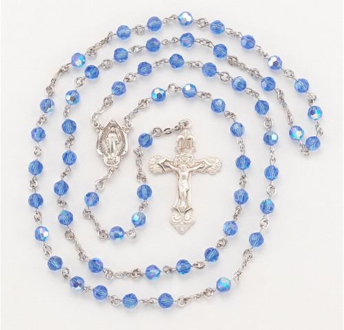 Sapphire Swarovski Crystal Rosary | 6mm Beads