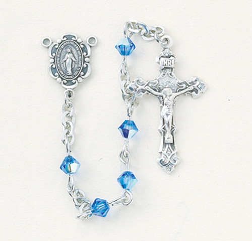 Sapphire Swarovski Crystal Rosary | 4mm Beads