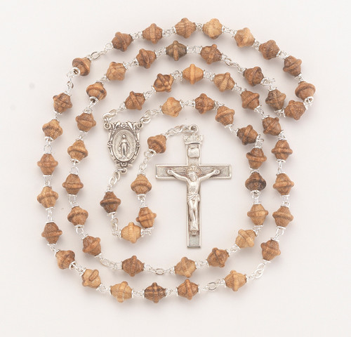 Solid Walnut Bicone Bead Rosary