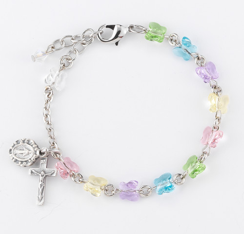 Swarovski Crystal Multi-Color Butterfly Rosary Bracelet