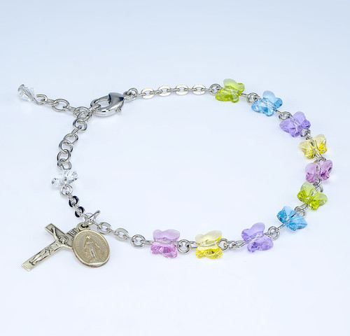 Swarovski Crystal Multi-Color Butterfly Shaped Rosary Bracelet