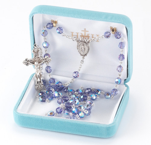 Tanzanite Swarovski Crystal Rosary | 6mm Beads