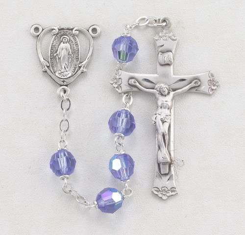 Tin Cut Czech Light Sapphire Crystal Rosary