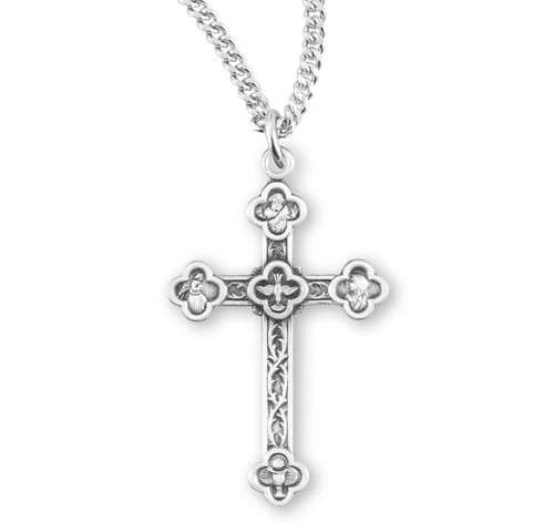 Engraved Vine Pattern Sterling Silver Cross