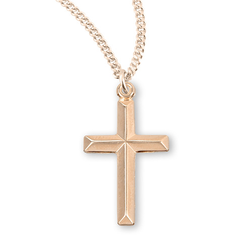 Gold Over Sterling Silver Angle Edged Cross