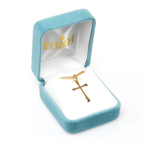 Plain Curved Gold Over Sterling Silver Cross | 18" Chain
