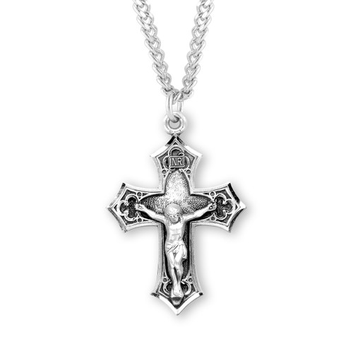Gothic Style Sterling Silver Crucifix | 24" Endless Curb Chain