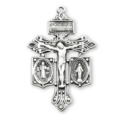 Sterling Silver Full "Pardon" Crucifix | 24" Endless Curb Chain
