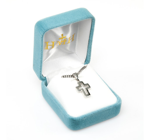 Sterling Silver Cut Out Cross | 18" Curb Chain