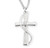 Sterling Silver Single Set Crystal Cubic Zirconia "CZ" Cross with Rhodium Plated Chain