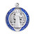 Saint Benedict Round Blue and Red Enameled Jubilee Sterling Silver Medal | 24" Chain