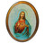 Sacred Heart of Jesus Antiqued Wood Plaque | Oval  4" x 5"