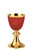 #5380 Blood Red Enamel Chalice & Scale Paten | 7 5/8", 14oz. | 24K Gold-Plated