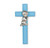 Blue Wood Cross with Praying Boy, 7"