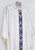 #513 Embroidered Marian Blue Banded Chasuble | Square Collar | 100% Poly