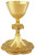 Elaborate Floral Jesus Chalice & IHS Well Paten | 9", 11.5oz. | 24K Gold Plated | Made in Poland