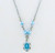 Sterling Silver Scalloped Blue Enameled Miraculous Necklace Adorned with 4mm Blue finest Austrian Crystal Pearl Beads