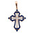 Rose Gold Over Sterling Silver Cross with Blue Enamel & Clear and Blue CZ Accents