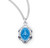 Sterling Silver Blue Enameled Oval Fancy Edge Miraculous Medal