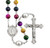 8mm Multi-Colored Dyed Tiger Eye Gemstone Bead Rosary made with Genuine Pewter Crucifix and Centerpiece