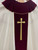 Burgundy Brocade with Embroidered Cross Gothic Chasuble | Plain Collar | Made in the USA