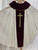 Burgundy Brocade with Embroidered Cross Gothic Chasuble | Plain Collar | Made in the USA