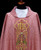 Ornate IHS Embroidered Velvet-Panel Chasuble | 100% Polyester | All Colors | Made in Poland