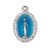 Sterling Silver Oval Blue Enameled Miraculous Medal | 18" Chain