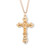 Gold Over Sterling Silver Filigree Scroll Relief Design Crucifix | 24" Endless Curb Chain