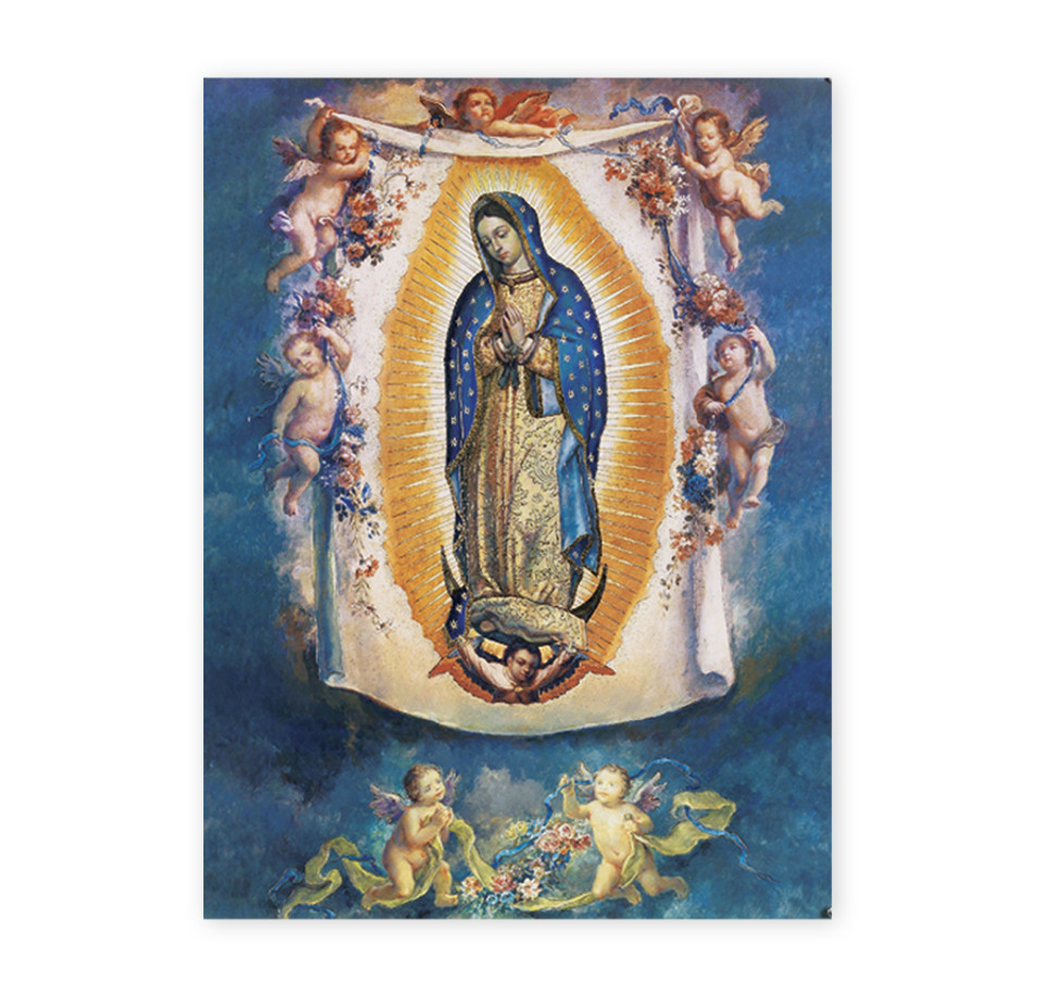 Our Lady of Guadalupe with Angels Italian Lithograph Poster - Holy Land ...