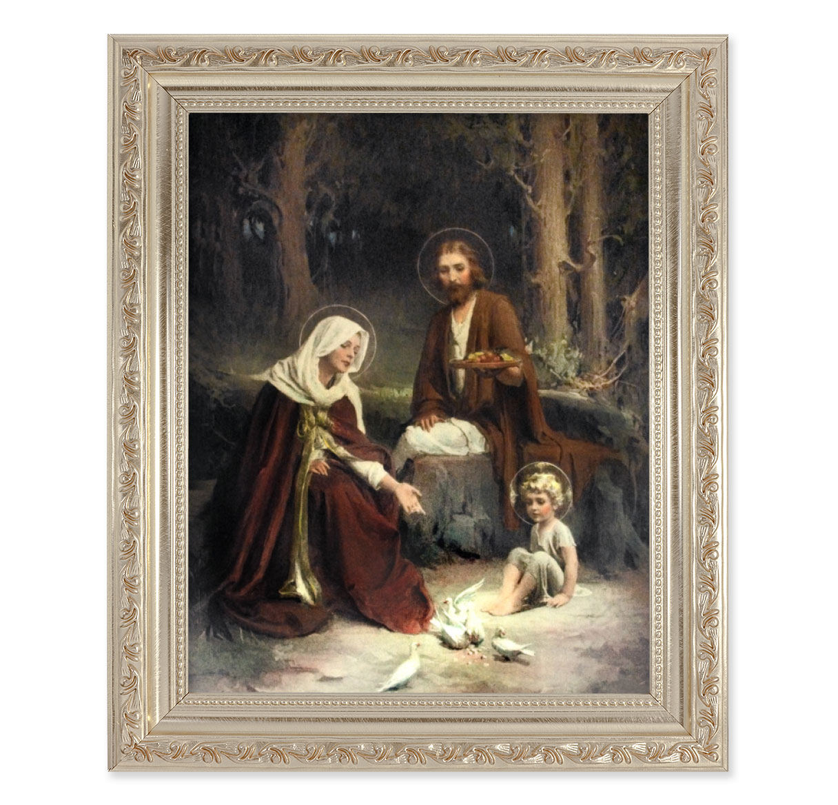 Holy Family Antique Silver Framed Art | Style E - Holy Land