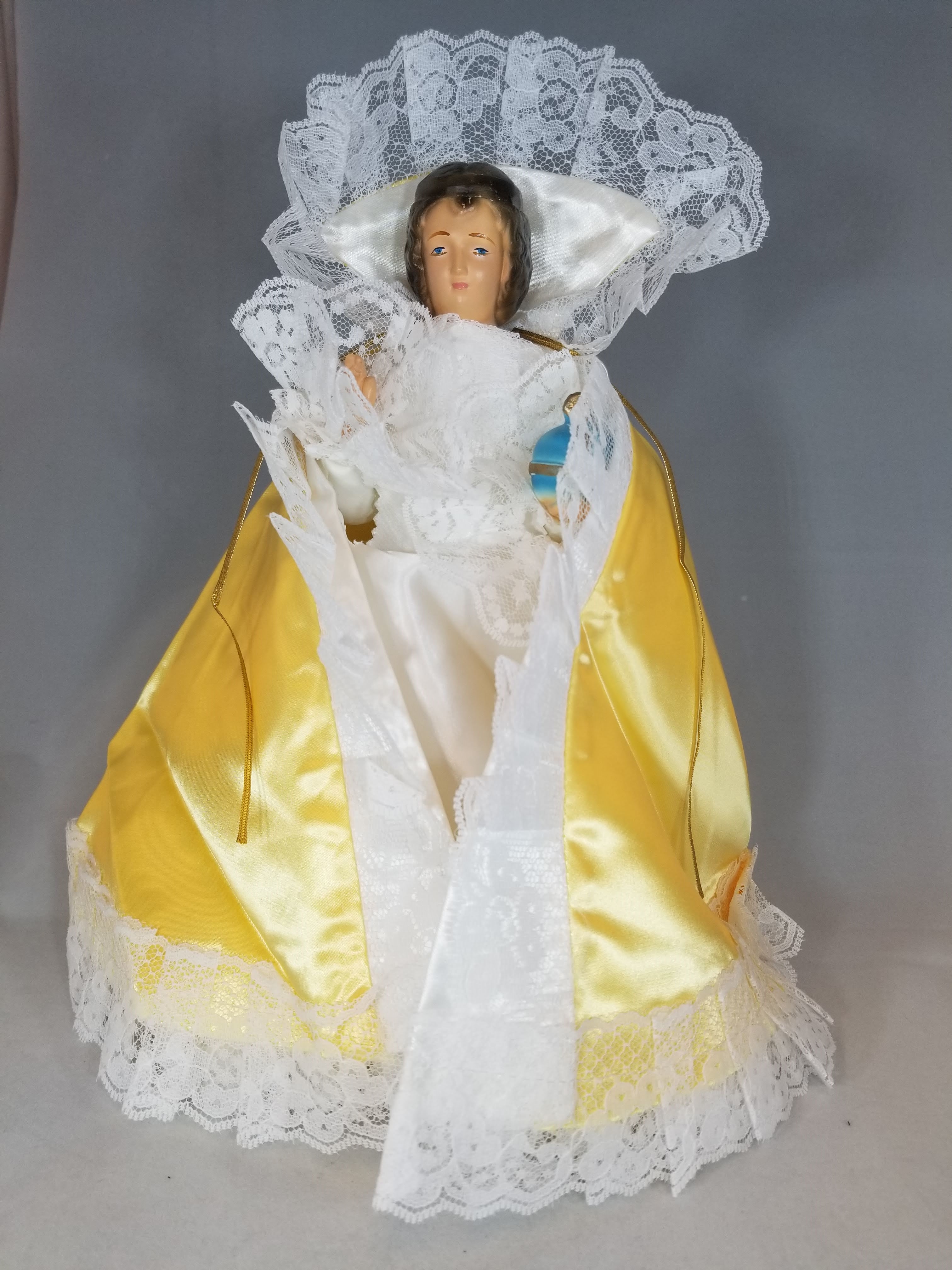 Gold Satin Infant of Prague Dress 12" Gold Satin Infant of Prague Dress 12"