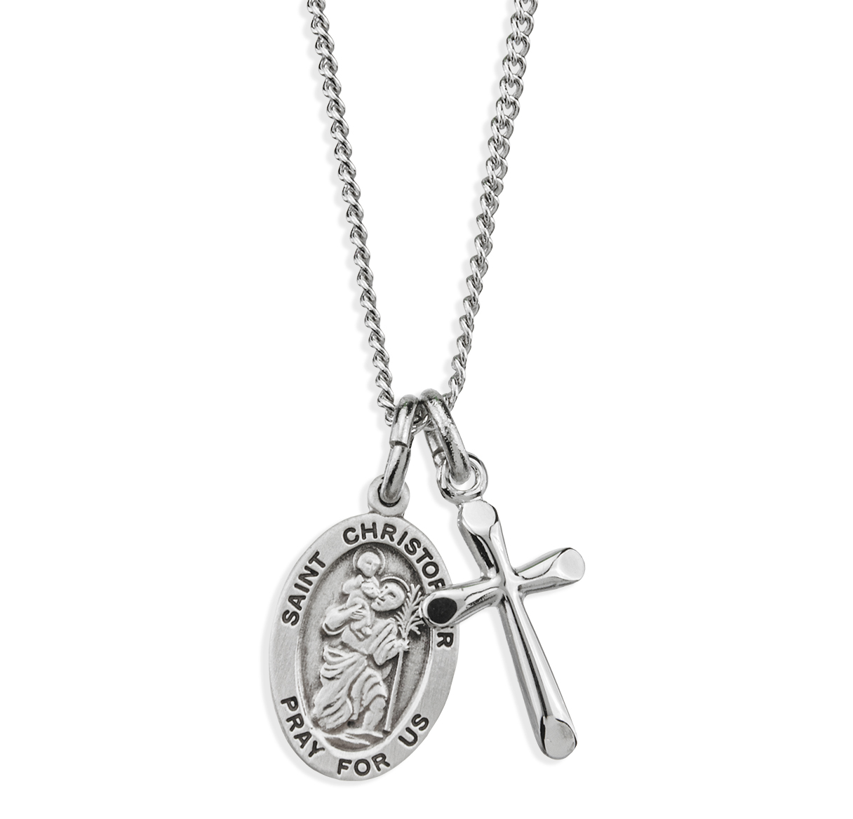 925 Sterling Silver St Saint Christopher San Cristobal Medal CZ Medallion Pendant
