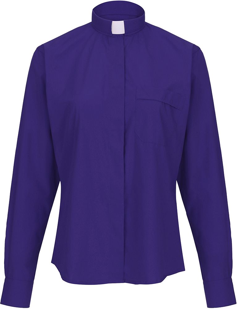 Women's Clergy Shirt | Tab Collar | Long Sleeve | Roman Purple