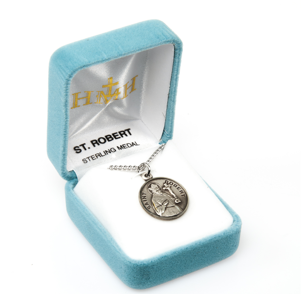 Patron Saint Robert Round Sterling Silver Medal - Holy Land Art Company ...