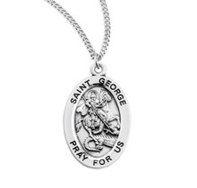 Patron Saint Gerard Oval Sterling Silver Medal | 20" Chain - Holy Land ...