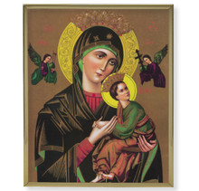 Our Lady of Perpetual Help Plain Gold Framed Plaque Art - Holy Land Art ...