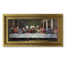 Last Supper (DaVinci) Gold-Leaf Wood Framed Art | 14" x 26"