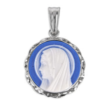 Blue Madonna Profile Cameo Medal - Holy Land Art Company, LLC