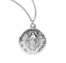 Our Lady of Guadalupe Round Sterling Silver Medal - Holy Land Art ...