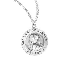 Our Lady of Sorrows Round Sterling Silver Medal - Holy Land Art Company ...