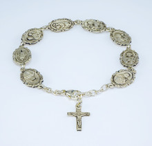 Patron Saint Medals Sterling Silver Bracelet - Holy Land Art Company, LLC
