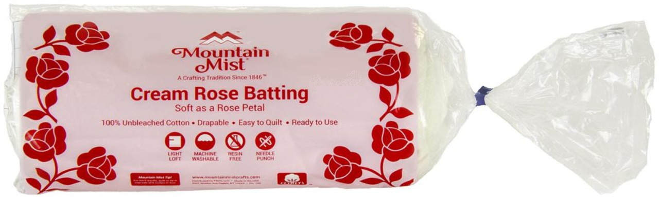 Mountain Mist Cream Rose 100% Needle Punch (No Scrim) Cotton Quilt Batting  Twin Size 72 x 90 2-Pack