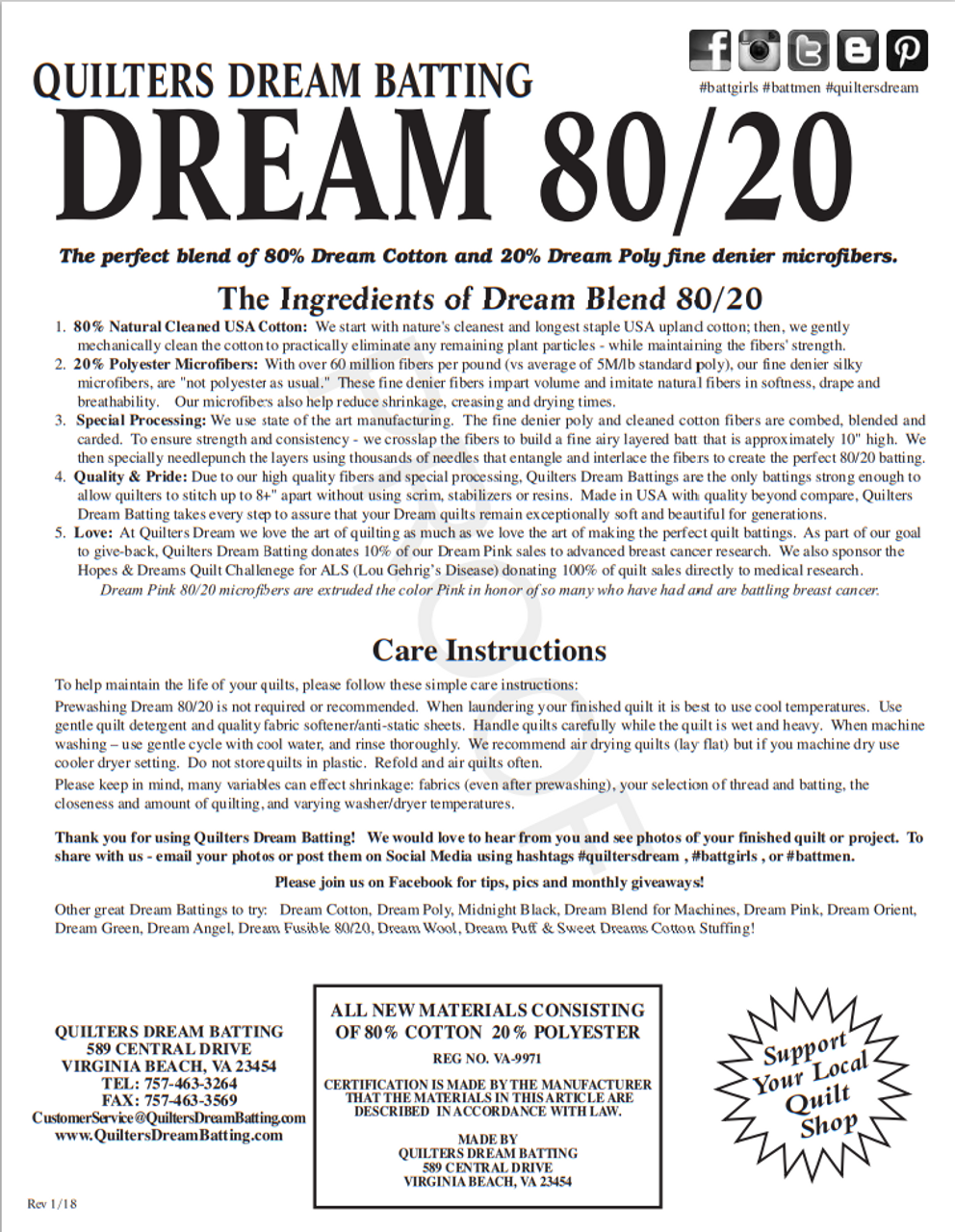 Quilters Dream 80/20 Batting with Fusible Webbing - Dianne Sews and More