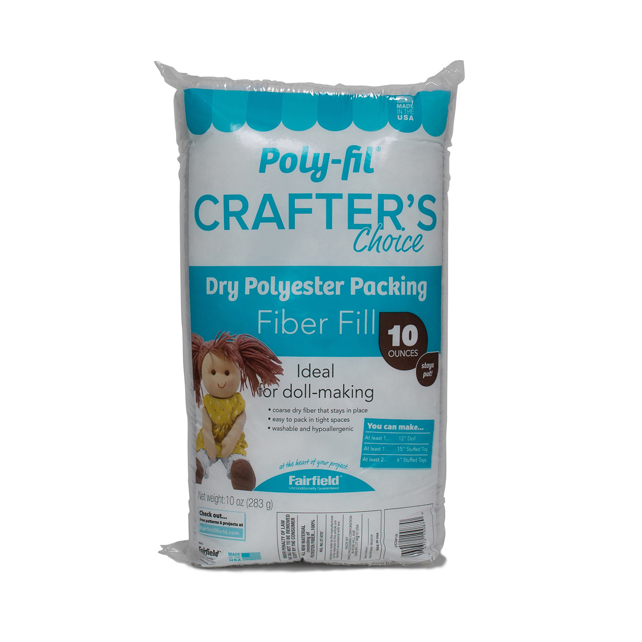 Fairfield Top Quality Poly-Fil Fiber Filling - 16 oz - Fiber Fill - Pillow  Forms - Notions