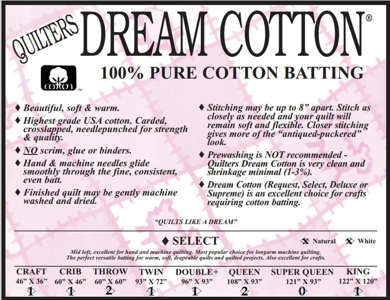 Dream Cotton Select Natural and White Sampler Case