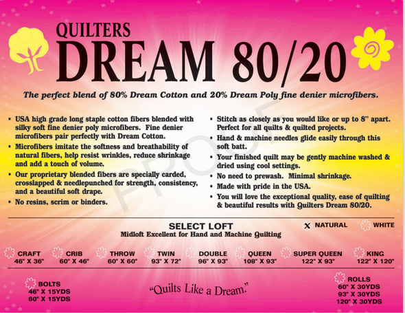 Dream Fusible 80/20 Runner Roll Quilt Batting | Quilter's Dream #FUSERUN